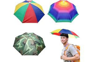 Vientiane Regenschirm Hut, 3 Stück Angelschirm Hut mit Gummiband, Regenschirm Hut für den Außenbereich, Tarnfischer-Regenschirmkappe für den Garten, Fotografie, Regenschirmhut für Erwachsene Kinder