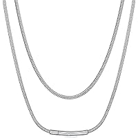 Eigso Collana Uomo Con Ciondolo A Barra In Acciaio Inossidabile - Catena Serpente - Gioiello Moderno E Resistente - 2