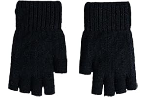HEIGESENG Mitaines pour homme - Mitaines d'hiver thermiques sans doigts - En tricot - Chaudes et moelleuses - Pour homme et femme - Pour le quotidien, les loisirs, le ski, le sport, l'équitation