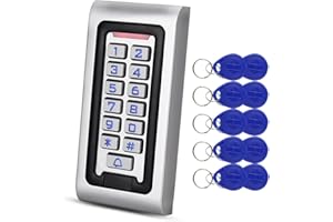 DIGINEX HFeng Standalone IP68 Waterproof RFID Access Control Keypad Metal Card Reader + 10pcs 125KHz proximity Keychains WG26 2000 users for home/office