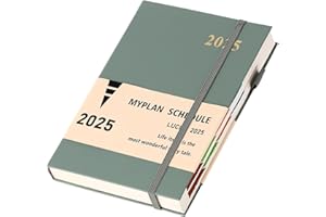 DONFULFIP Agenda 2025 A5 día por página, agenda 2025, A5, página por día, agenda académica 2025 de enero a diciembre, agenda diaria y mensual con lazo para bolígrafo, pestañas coloridas para el mes, bolsillo