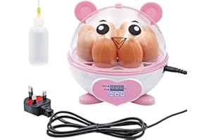 BREUAILY 9 Eggs Poultry Hatcher Mini Egg Incubator with Led Digital Display Screen Automatic Temperature Control Chicken Hatcher for Laboratory Family Classroom Farms (Pink)