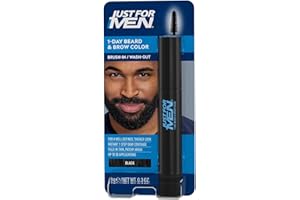 Just for Men Retouche Instantané pour Barbe et Sourcils Blancs, Couleur Temporaire Pour un Look Plus Plein et Défini jusqu'à 30 Applications, Noir