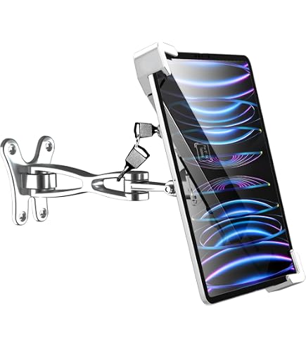 Supporto Da Parete Per Tablet In Alluminio - Regolabile 360°, Braccio Estensibile Fino A 40 Cm, Per Dispositivi 4-13 Pollici