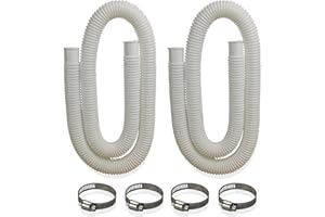 DAILJMON Swimming Pool Hose Replacement Hoses for Above Ground Pools,1.25"/32MM Diameter-Length 59"/150CM, Compatible with Vacuum Filter Pump 330 GPH 530 GPH 607/637GPH(2 PCS Hoses and 4 Clamps)