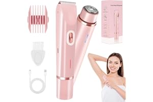 XINRONGDA Recortador de Bikini, 2 en 1 Afeitadora de Bikini de Doble Cabezal, Afeitadoras Íntimas para Mujeres, Maquinilla de Afeitar Eléctrica Recargable para Brazo Pierna Cara Zona Púbica, Uso Húmedo/Seco (A)