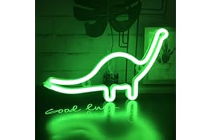 QIAOFEI Luz de eón LED Luz de decoración en forma de signo de dinosaurio, Decoración de pared para Navidad, Fiesta de cumpleaños, Habitación de niños, Sala de estar, Decoración de fiesta de bodas (Verde)