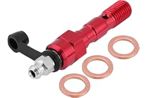 MADEZZ Motorcycle M10*1.25mm Brake Caliper Screw Banjo Bolt Bleed Nipple Washers Dust Cap Universal (Red)