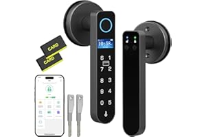 Eseesmart Fingerprint Door Lock with Screen, RFID Smart Door Handle Lock with Keypad Bluetooth Control, Code Door Lock Biometric Digital Electronic Smart Locks for Bedroom Home Office Apartment