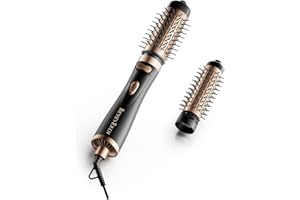 Tresses Touch Rotierende Warmluftbürste, 3-in-1 Rundbürstenföhn mit 2 Bürsten (1,5"&2") zum Trocknen Styling Voluminierende Curling Schlafen in einem Schritt, 3 Temperaturen, Negativ-Ionische