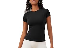 IECCP Maglietta Sportiva da Donna, a Maniche Corte, Girocollo, Traspirante, Atletica, Corsa, Palestra, Yoga, Top Fitness, Taglie XS-XL