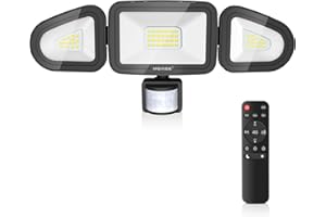 MEIKEE 42W Security Lights Outdoor Motion Sensor 3600LM 6500K Daylight White PIR Floodlights Outdoor 4 Modes Timing with Remote Control IP66 Waterproof 180° Adjustable for Garden Garage Doorways