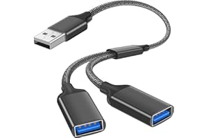 AXFEE USB Splitter 2 Port, Dual USB-Female to Male Cable, Double Usb Y Splitter Adapter, Data Power Charging Extension Cord Converter, for PS4, PS5, Laptop, Mac, Car, Tablet, Black
