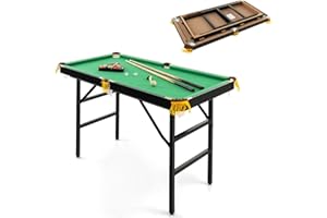 COSTWAY Mesa de Billar Plegable con Accesorios, Mesa de Billar Portátil con 2 Tacos, 2 Tizas, 16 Bolas, Triángulo y Cepillo para Toda la Familia, Niños y Adultos, 122 x 64 x 78 cm