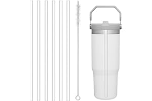 Yuecda Pajitas de repuesto para Stanley Iceflow de 30 onzas, pajitas transparentes reutilizables compatibles con vaso Stanley IceFlow Flip de 30 onzas con cepillo limpiador de pajitas para Stanley