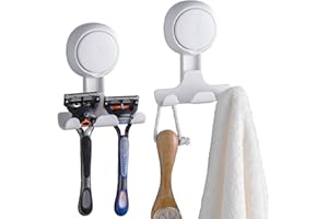 TAILI Supporto per Rasoio per Doccia 2 Pack, Ganci a Ventosa per Doccia Supporto per Rasoio a Ventosa per Asciugamano Spugna di Luffa Ganci Impermeabili per Cucina e Bagno