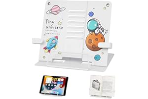 MEETYOURS Leseständer Für Kinder Schule, Uchständer Metall Faltbar Multifunktional Buchständer, Buchstütze Kinder Tragbarer Verstellbarer Lesehalterhalter Kochbuch-Dokumentenhalter (Weiß)