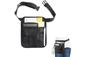 WORUIB Waitress Apron with Pockets, Waist Apron for Restaurant Service Staff, Black Oxford Fabric Waist Apron with Pockets for Waitress, Waiter, Bartender