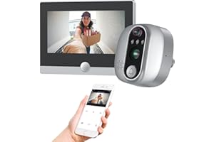 Jeatone Spioncino Digitale Wifi,1080P Video Spioncino Digitale Porta Blindata con Monitor 4,3" Pollici,Batteria ricaricabile da 5000 mAh,Rilevamento Movimento PIR,Visione Notturna,158 °Grande Angolo