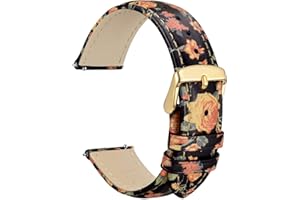 WOCCI Flores Correas de Reloj, Cuero Genuino, Liberación Rápida, Hebilla de Acero Inoxidable, Ancho de Correa 18mm 20mm 22mm