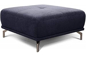 ‎CAVADORE CAVADORE XXL-Hocker Carly / Fußbank fürs Wohnzimmer / Polsterhocker passend zum Ecksofa Carly, 91 x 45 x 91, Webstoff blau