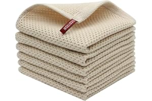 BW&HM Trapos Cocina Algodo nPaños de Cocina Paños Cocina Algodon Durable y Súper Absorbente 33 x 33cm Set de 6 Beige