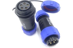 BAYZCONN Conector Conector Conector de aviación SP21 Conector Macho de 5 Pines y Conector de Cable Hembra IP68 Conector Circular Impermeable de 5 Pines Tipo en línea Enchufe de aviación 500 V 30 A