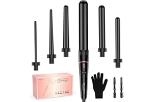 Juego de rizadores con diferentes accesorios - BESTOPE PRO Juego de rizadores 6 en 1 para rizos grandes y pequeños, rizador de cerámica con guantes