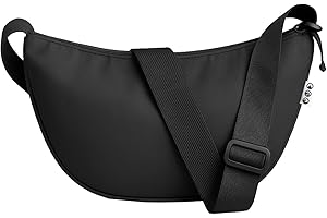 SONS OF ALOHA HOKU Women's Crossbody Moon Bag Made of Recycled Sea Plastic, Half Moon Handbag, Water-Repellent, Stylish Shoulder Bag with Adjustable Strap, black, M, crescent moon