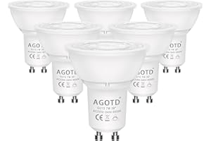 AGOTD LED GU10 przyciemniane lampy zimne białe, 7 W 230 V Gu 10 LED żarówka por. 50 W lampy halogenowe MR16,560 lumenów, CE, ERP, 6500 K, 38 stopni, możliwość ściemniania, 6 sztuk w opakowaniu