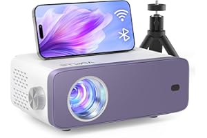 Mini Beamer, VOPLLS Mini 24000L WiFi Bluetooth Beamer Full HD 1080P Unterstützt, Tragbar Video Projektor mit 50% Zoom, Heimkino Projektor für Handy, Tablet/Laptop/PC/TV-Box, USB, HDMI, AV（Stativ inklu