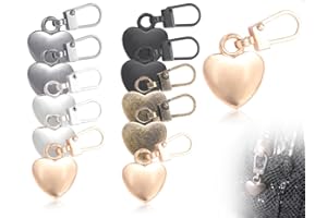 AOYEGIC 10 Stück Reißverschluss Zipper mit Herz,Metall Reißverschluss Herz Anhänger,Abnehmbares Ersatzteile für Kleidung,Schuhe,Gepäck,Geldbörsen(5 Farben)
