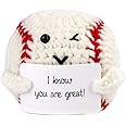 TOYMIS Positive Baseball, Mini Funny Crochet Baseball Toy Creative Cute Knitted Positive Life Doll Potato with Encouragement Card Baseball Gift for Sports Lover Birthday Party Table Decoration
