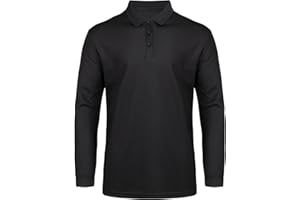 AMZSPORT Polo para Hombre Transpirable Manga Larga Camiseta de Golf Deporte Casual con 3 Botones para Trabajo y Exteriores