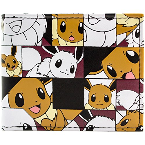 Preisvergleich Produktbild Pokemon Eevee Glückliche Ausdrücke Patterned Schwarz Portemonnaie Geldbörse