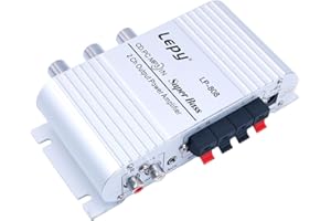 DollaTek LP-808 12V MiNi amplificatore HiFi portatile cablato con alimentatore 3A per telefono da casa per auto - Argento