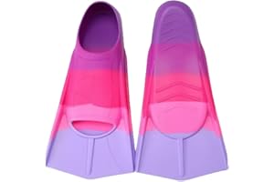 CALENXY Aletas de natación para niños XXS[30-32], 100% silicona, aletas cortas, aletas infantiles para entrenamiento y aletas de arco iris para niños, lindas y cortas de silicona, aletas de entrenamiento