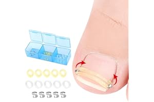 KIMDARO Ingrown Toenail Corrector, Stainless Steel Curved Toenail Straightener with Rubber Bands, Ingrown Toenail Removal Kit, Professional Ingrown Toenail Pedicure Tools for Men Women Curved Nail Repair