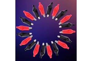 MUGAST 20pcs 28MM Metal Crocodile Clip Alligator Electrical Clamp for Testing Probe Meter, Black&Red