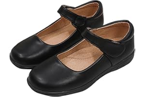 MOMOLAA Kids Girls' Leather Shoes Mary Jane Solid Color Flats Low Top Party Shoes Party Birthday School Performance Little Girl Fuzzy Slippers 2023