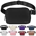Bomvabe Fanny Pack for Women Teens Girls, Black Everywhere Belt Bag with Adjustable Strap 32" to 51", 1L Ladies Small Bum Bag, Crossbody Bag Lightweight for Travel Sport Running Cycling Hiking Skiing