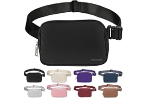 Bomvabe Fanny Pack for Women Teens Girls, Black Everywhere Belt Bag with Adjustable Strap 32" to 51", 1L Ladies Small Bum Bag, Crossbody Bag Lightweight for Travel Sport Running Cycling Hiking Skiing