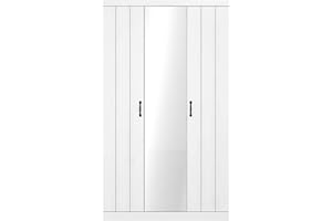 Galano Allington Wardrobe - Stylish & Sturdy 3 Door Wardrobe with Mirror - Bedroom Furniture Unit with Hanging Rail Storage - 52.7D x 104.7W x 180.5H centimetres - White