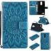 Produktbild Hozor PU Leder Hülle für LG Stylo 3 Plus / Stylus 3 Plus Embossing Prägung Blumen Muster Ledertasche Weiche TPU Soft Rückseite Abdeckung Handytasche Bumper Schutzhülle Brieftasche Flip Case Wallet Cover Bookstyle Handyhülle Tasche Anti-Scratch Shell Folio Klapphülle mit Standfunktion Magnetverschluss und Kredit Kartenfächer - Light Blue