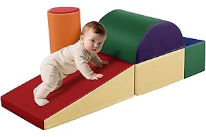 Wilwolfer Indoor Soft Play Equipment for Toddlers: 5 PCS PU Leather Baby Soft Play Set for Climbing and Crawling - Foam Blocks Toys Cylinder Set for Kids Motor Development