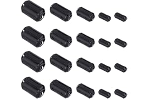 KLYNGTSK 20 Stück Ferrit Ring Ferritfilter Rauschunterdrückung Kabel Clip Schwarz RFI EMI Entstörfilter Ferritkerne Klappferrit für Kabel 3,5 mm/5 mm/7 mm/9 mm/13 mm