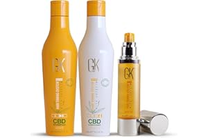 ‎GK HAIR GK HAIR Global Keratin Hanf Shampoo und Spülung Sets (8.11 Fl Oz/240ml) mit Anti Frizz Serum Arganöl (1.69 Fl Oz/50ml) für trockenes, beschädigtes, repariertes Haar - alle Haartypen Sulfat Parabenfrei