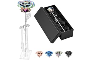 QGJNSGC Rose Flower Keepsake Urn for Human & Pet Ashes - Memorial Locket with Long Stem & Colorful Roseflower Ornaments