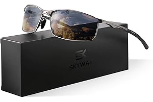 SKYWAY Mens Sunglasses Polarized for Outdoor Sports Metal Frame Cycling Glasses UV400 Protection, Anti Glare, Reduce Eye Fatigue