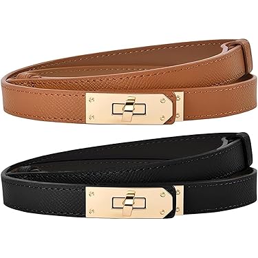 2 Cinture Sottili Donna In Pelle PU - Regolabili Con Fibbia A Torsione Per Jeans E Vestiti - Foto 3